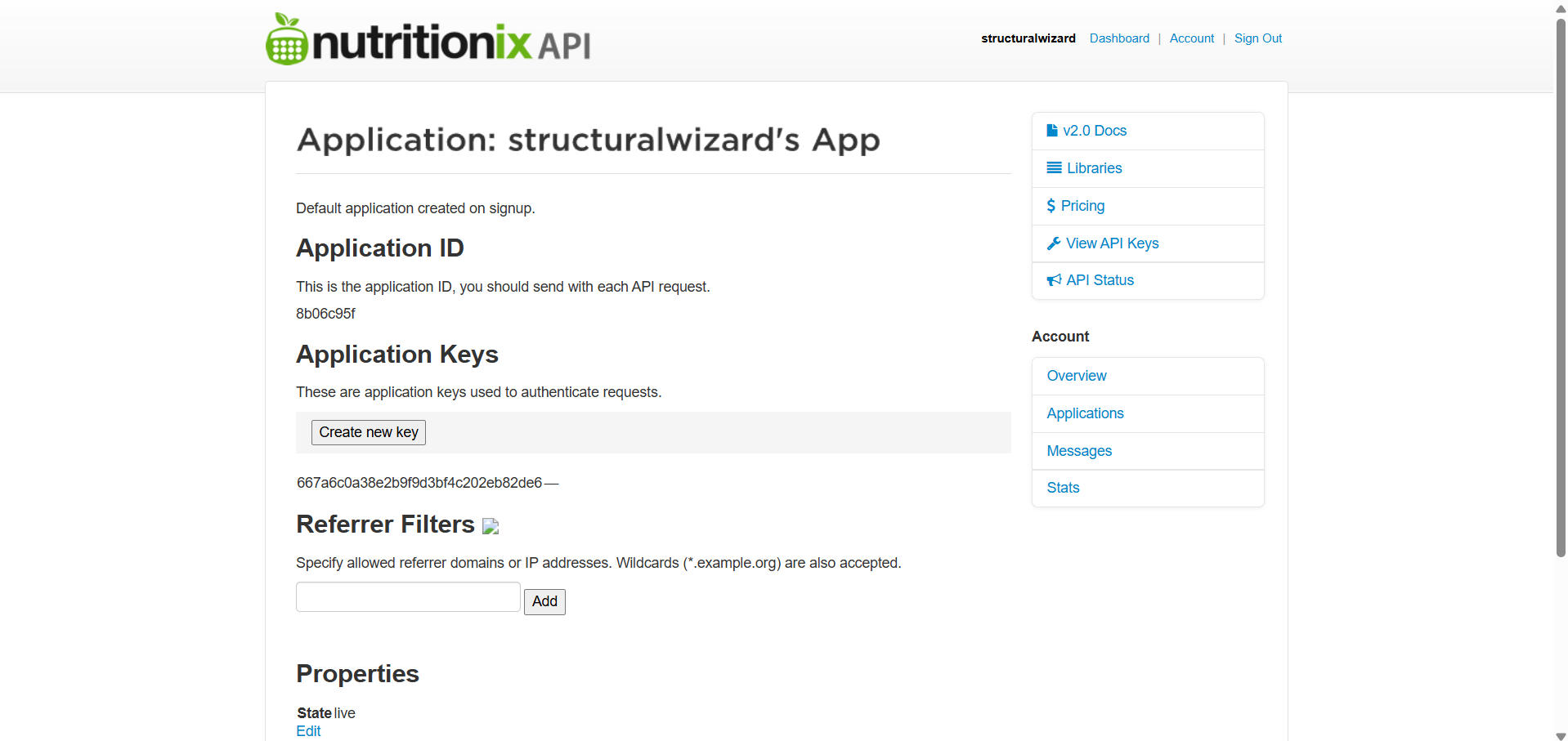Nutritionix Api Key
