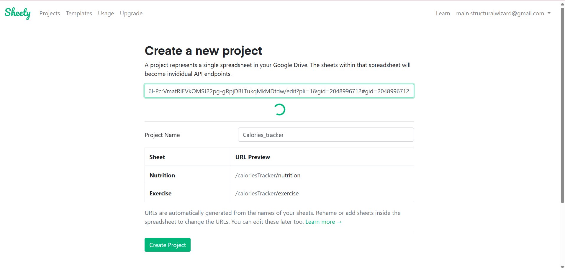 Sheety Project