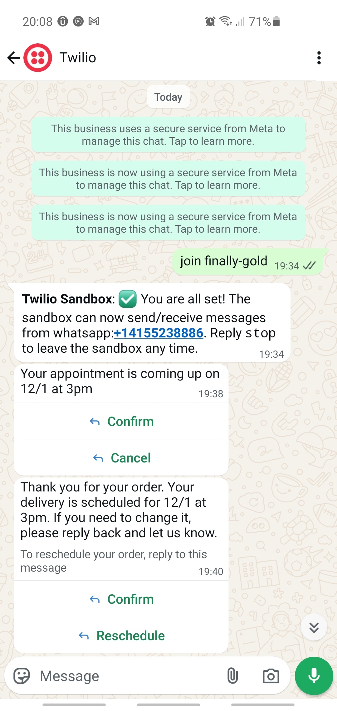 Twilio Enviar para Whatsapp